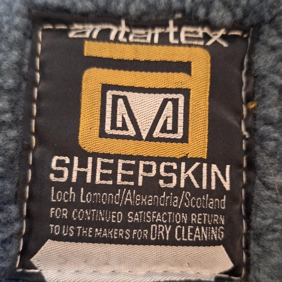 RARE vtg 1980s Antartex Scotland Sheepskin Gray Double-Breasted Coat Sz Small - Picture 6 of 7